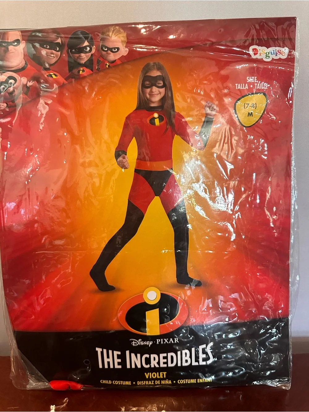 Disney Incredibles Violet Girls Costume Medium 7-8 Jumpsuit Mask